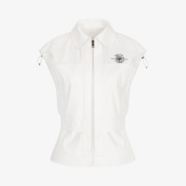 여성 사우스크로스 우븐 카라 베스트_화이트