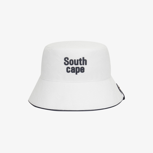 사우스케이프 유니 모노그램 로고 레더 파이핑 버킷햇_화이트