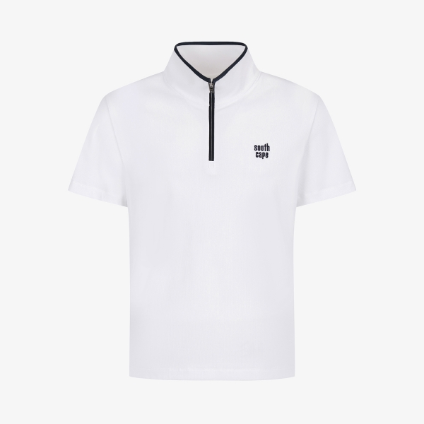 사우스케이프 남성 하프집 카라 반팔 티셔츠_화이트