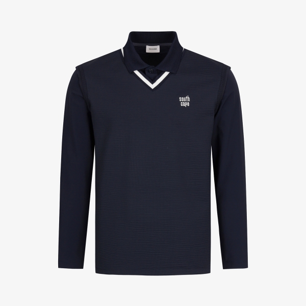 사우스케이프 남성 레이어드 브이넥 퍼포먼스 티셔츠_네이비