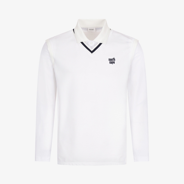 사우스케이프 남성 레이어드 브이넥 퍼포먼스 티셔츠_화이트