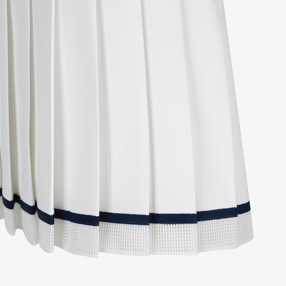사우스케이프 여성 메시 플리츠 스커트_화이트