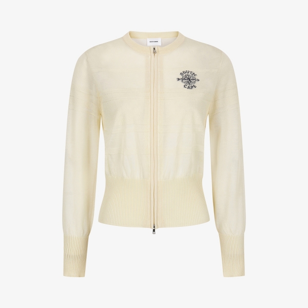 사우스크로스 여성 스트라이프 시어 집업 가디건_라이트 옐로우