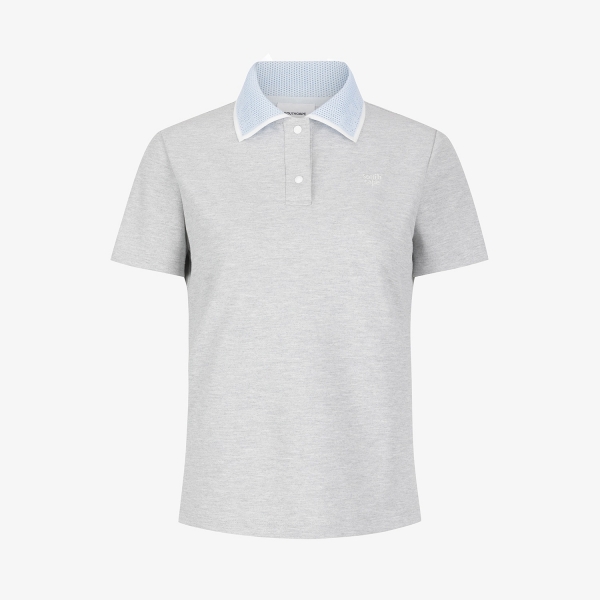 사우스케이프 여성 배색 카라 폴로 티셔츠_라이트 그레이