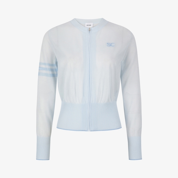 사우스크로스 여성 시어 라운드넥 집업 가디건_라이트 블루