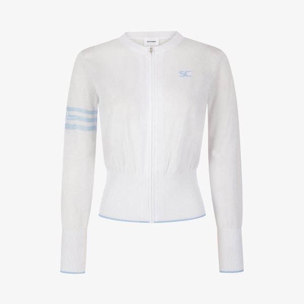 사우스크로스 여성 시어 라운드넥 집업 가디건_화이트