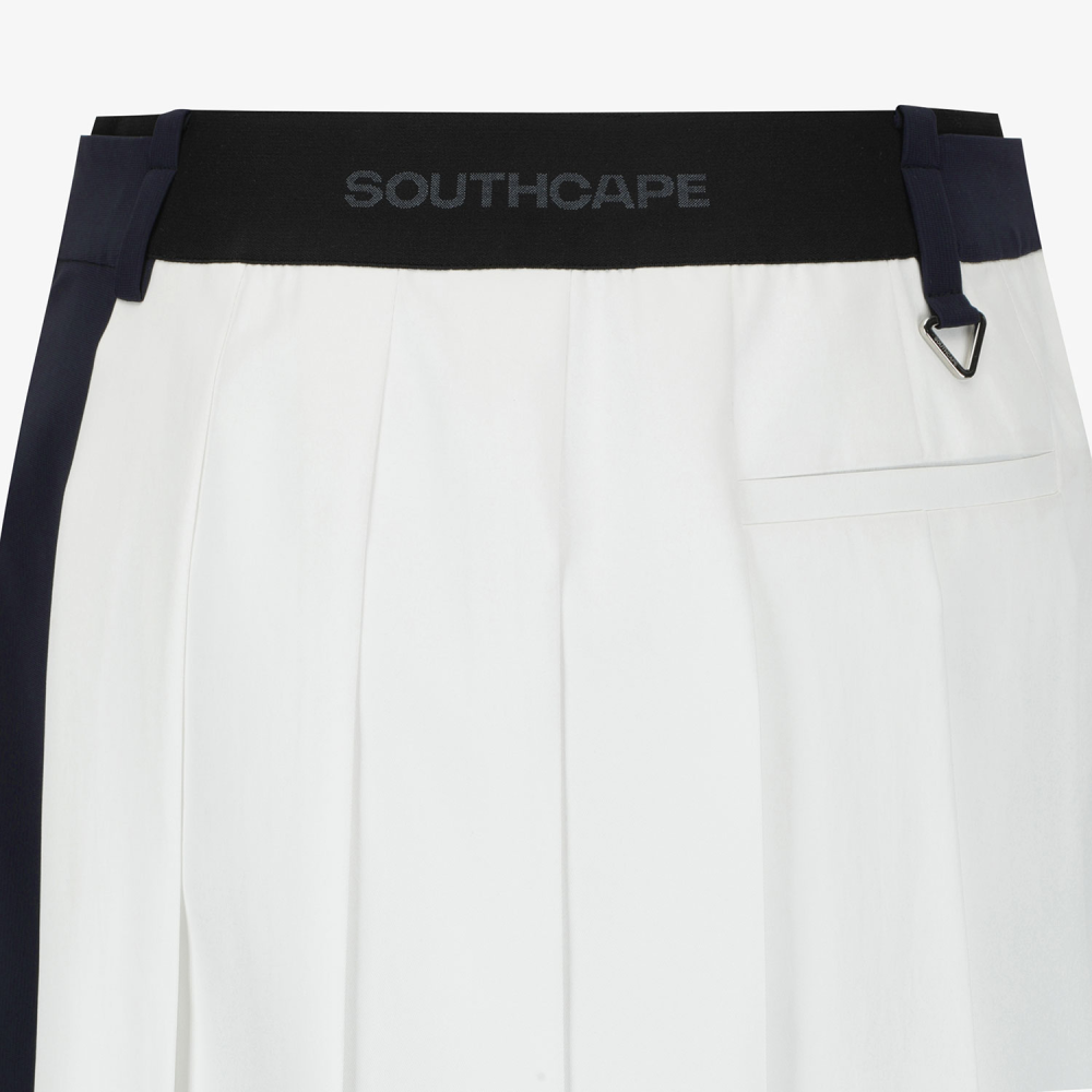 사우스케이프 여성 플리츠 배색 스커트 팬츠_다크 네이비