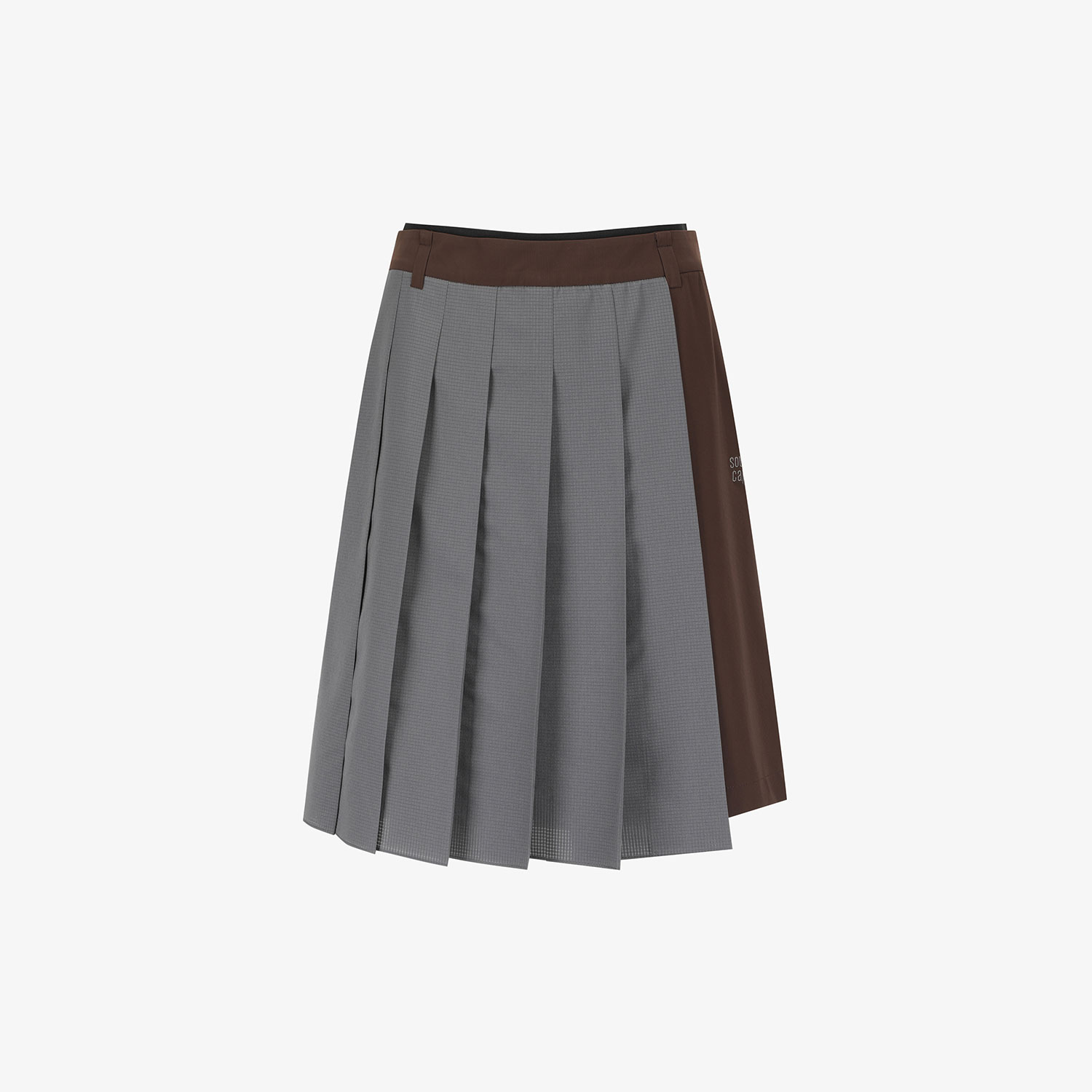 사우스케이프 여성 플리츠 배색 스커트 팬츠_레드 브라운
