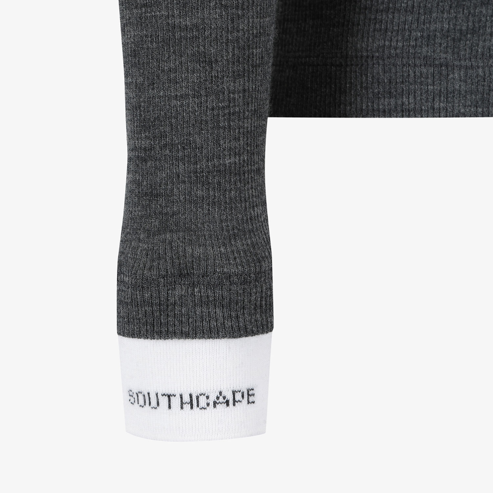 사우스케이프 여성 SC로고 울 배색 카라 티셔츠_다크 그레이