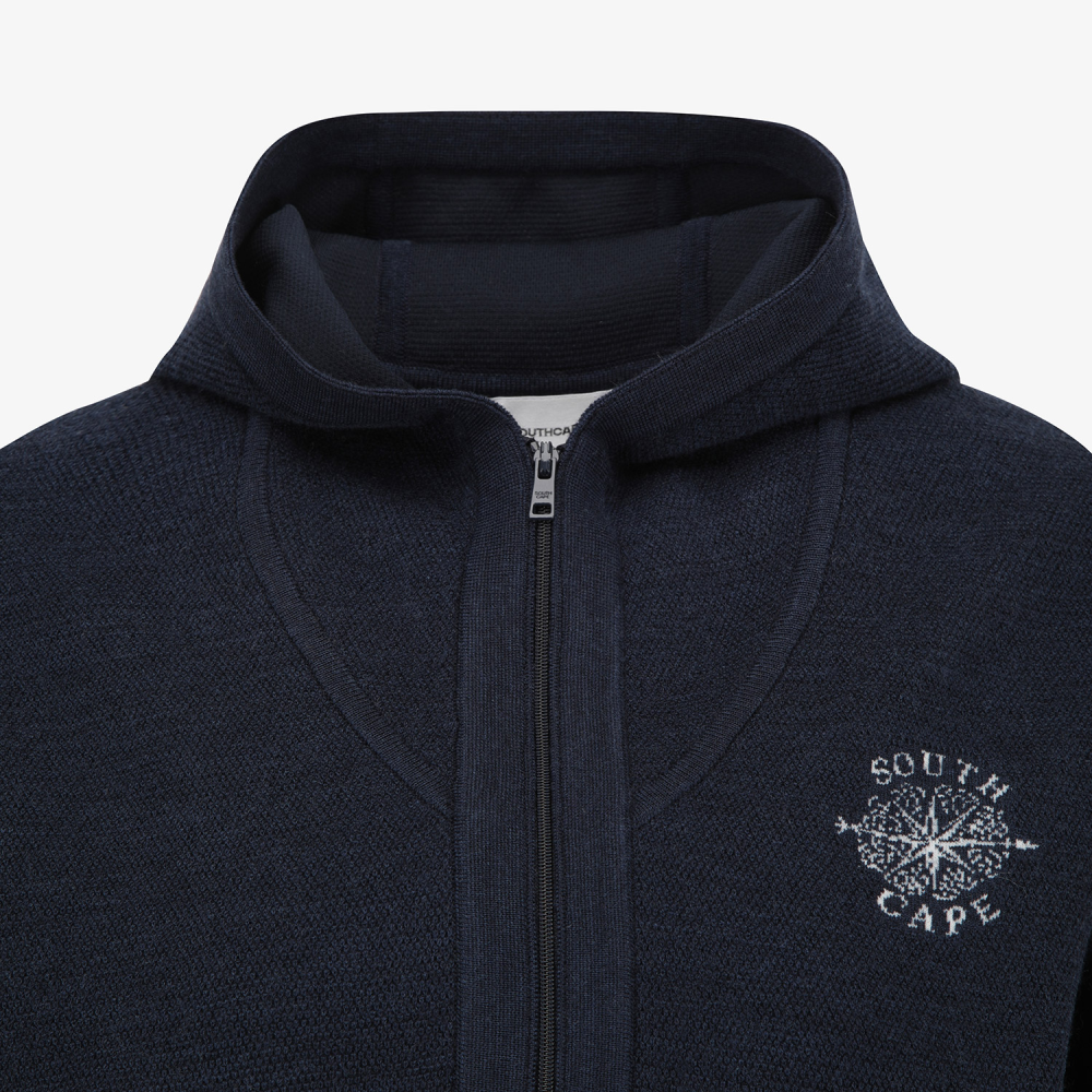 사우스케이프 여성 사우스크로스 니트 후드 집업_네이비
