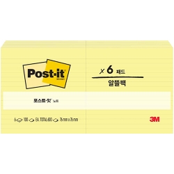 포스트잇 노트 알뜰팩 654-6L 라인 (76 X 76mm/6패드)