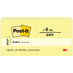 포스트잇 팝업 리필용 노트 알뜰팩 KR330-6L 라인 (76 X 76mm/6패드)