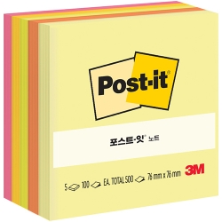 포스트잇 노트 알뜰팩 654-5ASST W3 (76 X 76mm/5패드)