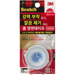 KRR-15 스카치 강력부착 깔끔제거 폼 양면 테이프 15mm X 1m (거친표면용)