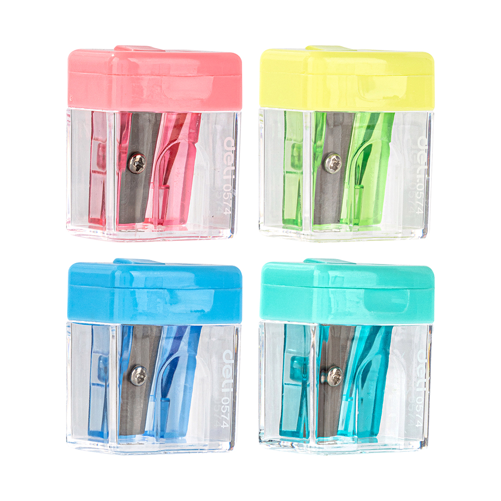 코미코 투명 사각 미니 1홀 휴대용 연필깎이 E0574