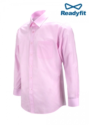 남자 데일리 분홍 핑크색 기본핏 오픈카라 긴팔셔츠 RF-1107