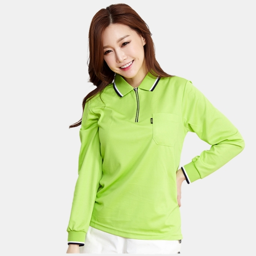 라인 배색 프레시 지퍼 긴팔 카라티셔츠 URKT-3137(반팔 가능)