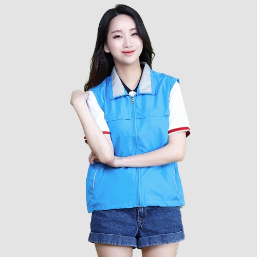 카라 배색 하이넥 퍼플 경량조끼 단체조끼 SHVE-512