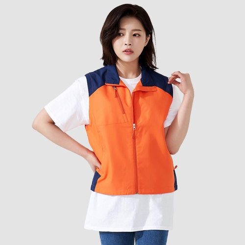 배색 하이넥 립조끼 단체조끼 행사조끼 SHVE-521