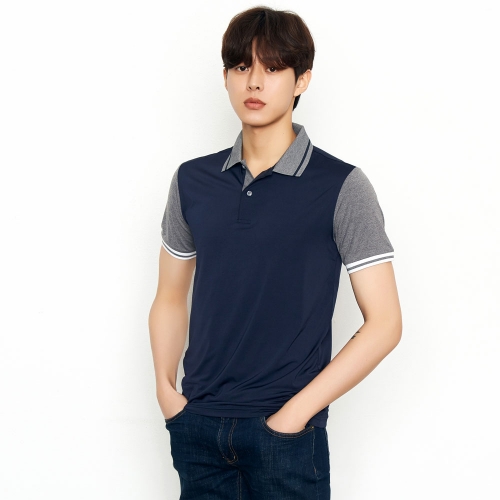 스판덱스 배색 반팔 카라티 (긴팔 가능)