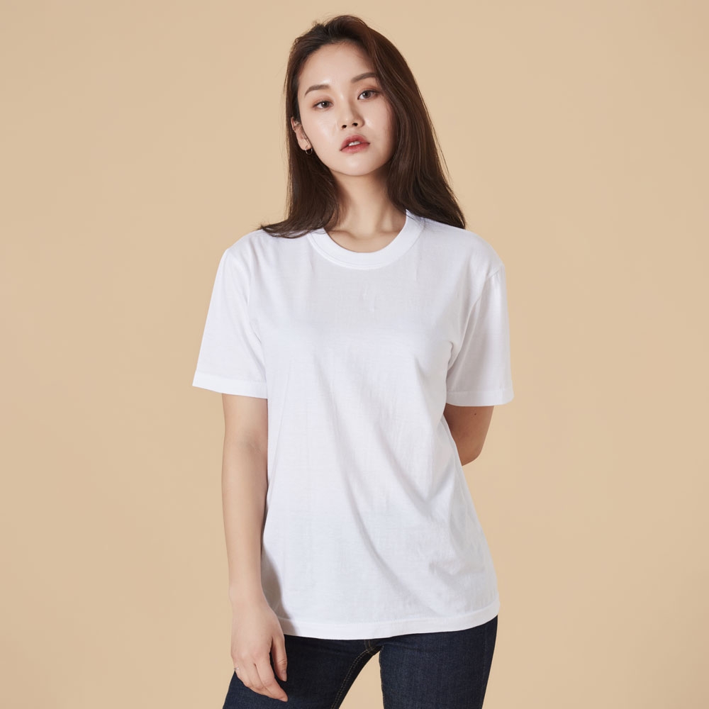 30수 코마 백색 라운드 반팔 티셔츠 URTB-03w(긴팔 가능)