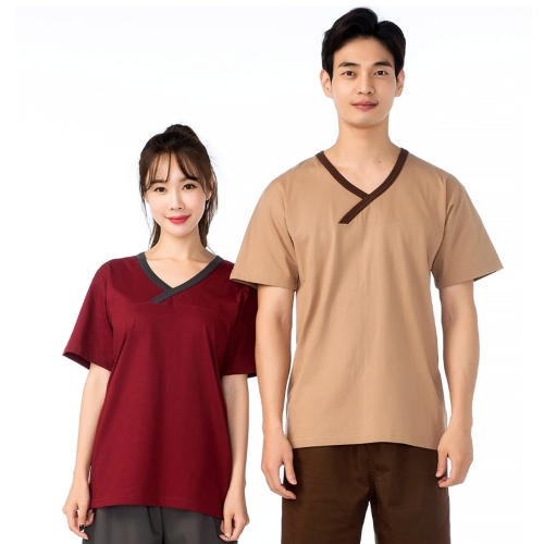 찜질복 사우나 찜질방옷 y자형 20수 반팔 상하세트 NRSS-128