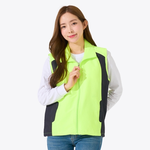 사이드 배색 단체 경량 조끼 SP-206