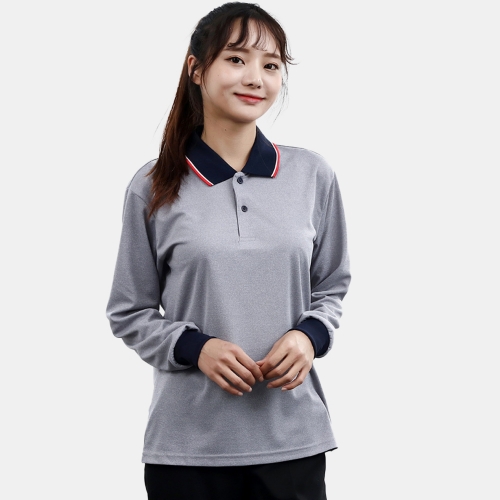 라인 배색 쿨에버 긴팔 카라티 MJ-7342~7344(반팔 가능)