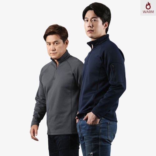 아트윈 파워 스트레치 스판 기모 반집업 티셔츠 AWAT-001