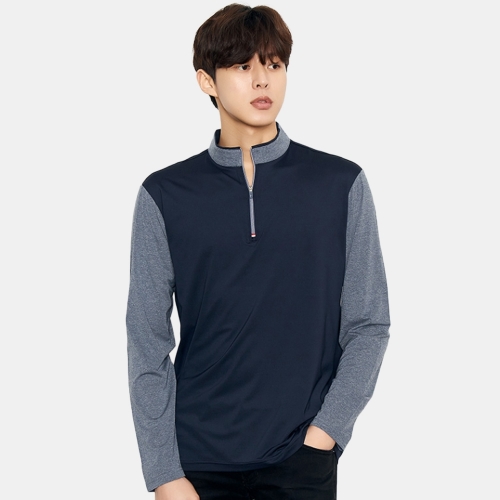 스판덱스 남성 반집업 긴팔 티셔츠 (반팔 가능) SH-37