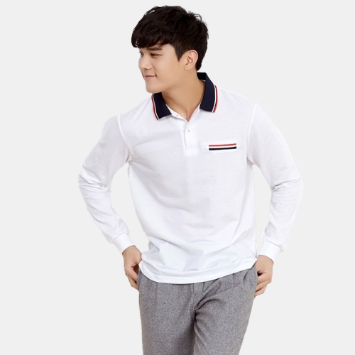 요꼬배색 TC혼방 긴팔 티셔츠 URKT-178(반팔 가능)