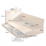 하비 슈퍼싱글 서랍식 공간활용 학생 안방 신혼부부 LED 고무나무 원목 침대 프레임