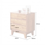 클라인 고무나무 원목 미니 서랍장 3단 소형 침실 안방 서랍장 낮은 서랍장