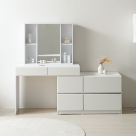 레이든 서랍화장대 다용도 확장형 입식 안방 3단 서랍형 거울 수납 화장대