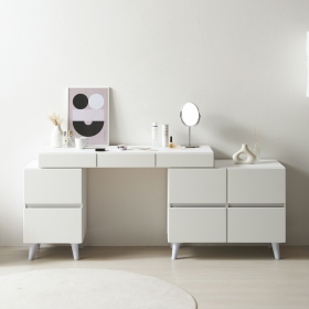 마틴 화장대 서랍장 ㄱ자 확장형 코너 입식 멀티 수납 화장대겸책상