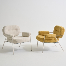 일라이 1인용 철제 프레임 미니 작은 카페 부클레 패브릭 소파 의자