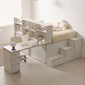 로암 파티션 벙커 평상형 슈퍼싱글 수납 침대 세트 A형 (1200 책상 포함)