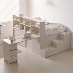 로암 파티션 벙커 평상형 슈퍼싱글 수납 침대 세트 B형 (1200 책상 포함)