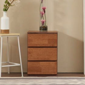 디온 낮은 서랍장 거실 원룸 다용도 작은 틈새 고무나무 원목 미니 서랍장 3단