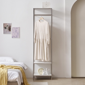 가든 모듈 스틸 디자인 2단 선반형 오픈 미니 행거 옷장 490