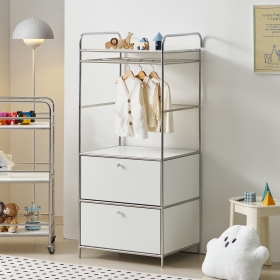 케인 모듈 행거 미드센츄리 시스템 옷장 2단 서랍 드레스룸 낮은 옷장 600