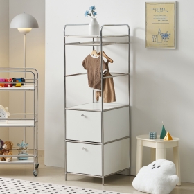 케인 모듈 행거 미드센츄리 틈새 슬림 옷장 2단 서랍 시스템 낮은 옷장 400