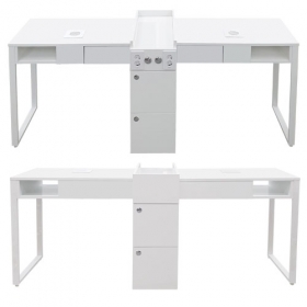 [퓨어] 흡진 2인네일테이블ㅡ올화이트강력한 파워모터 장착강화유리상판 포함