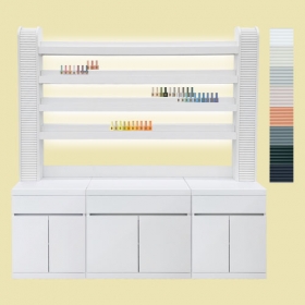 [ 나인 ] LED 템바 계단식 진열장 - 조명 O템바보드(유백색) +고급 무광 패트W2000템바보드 컬러, 손잡이 선택 가능가로길이 W1800, 1600, 1400, 1200 가능