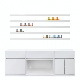 [ 아이슬란드 ] 스탠다드 진열장무광 올화이트선반 벽 시공 제품손잡이 선택,가로길이 W1800, 1600, 1400, 1200 가능