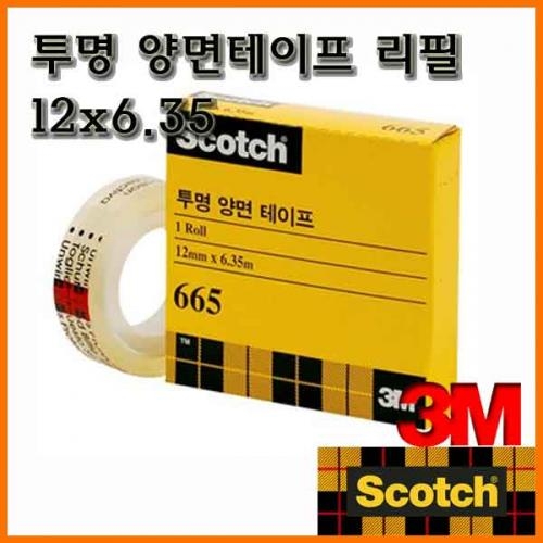 3M_쓰리엠 스카치 12mmx6.35m 투명 양면테이프 리필 665