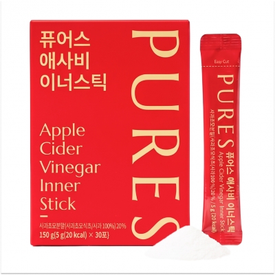 [1+1/EVENT] 퓨어스 유기농 애플사이다비니거 분말 스틱 2BOX (60포), 2개월분