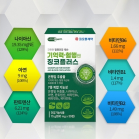 [무료배송] 기억력 혈행 징코플러스 500mg x 30정(15g) / 1개월분