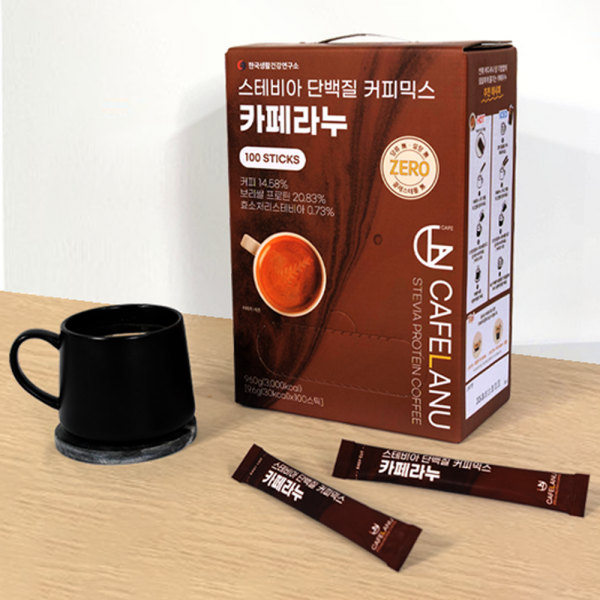 [한국생활건강연구소] 무설탕 믹스커피 제로슈가 스테비아 단백질 믹스커피 카페라누 100개입