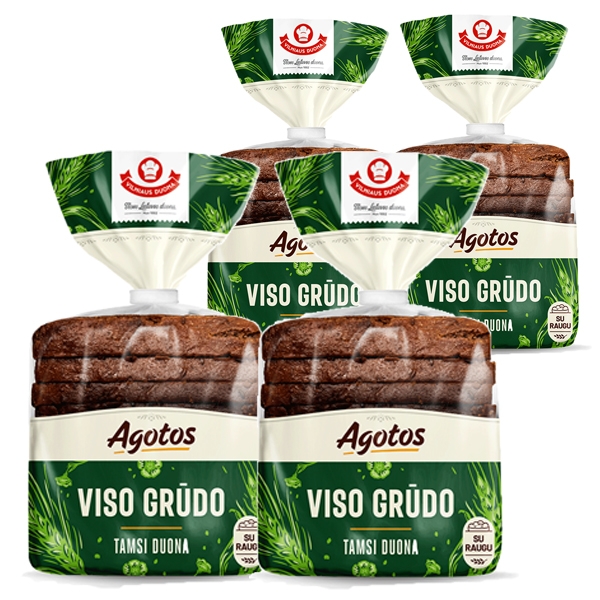 [마이브레드] 아고토스 호밀빵 300g X 4봉 담백하고 쫀쫀한 리투아니아 정통발효 통곡물 호밀빵